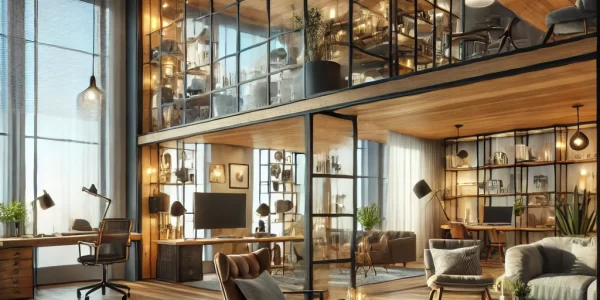 DALL·E 2024-11-10 20.23.36 - A modern, transformed living space originally designed as an office or commercial space. It features large open windows, stylish interior decor, woode DALL·E 2024-11-10 20.23.36 - A modern, transformed living space originally designed as an office or commercial space. It features large open windows, stylish interior decor, woode